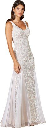 Women's Greta Beaded V-Neck Tulle Wedding Dress with Contrast Lining