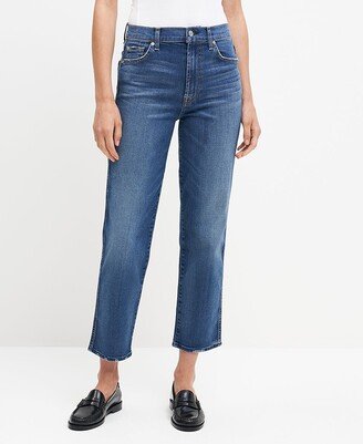 High Waist Cropped Straight in Distressed Authentic Light