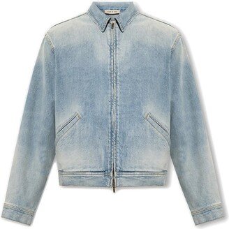 Collared Zip-Up Denim Jacket