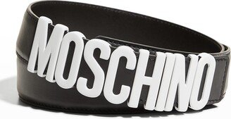 Men's Leather Logo Belt-AA