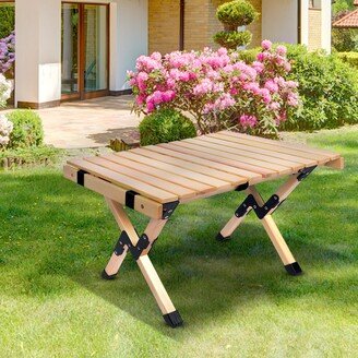 Portable Roll Up Folding Wooden Picnic Table with Carry Bag