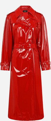 Patent leather trench coat