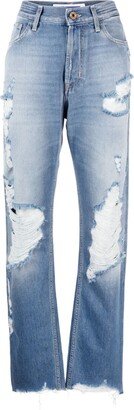 Distressed-Effect Finish Jeans