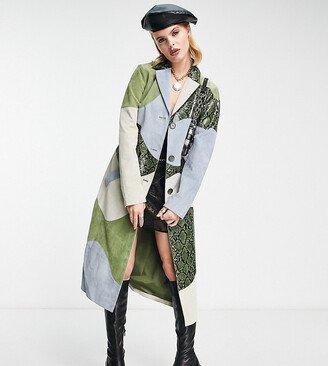limited edition spliced trench coat in leather and faux snake