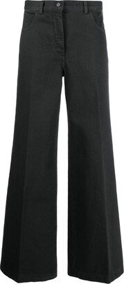 Pressed-Crease Cotton Wide-Leg Jeans