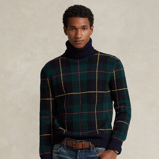 Plaid Wool Turtleneck Sweater