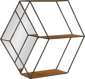 26 x 7 x 23 Lintz Hexagon Shelves with Mirror - Kate & Laurel All Things Decor