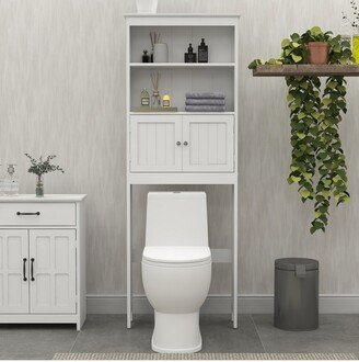 Bathroom Freestanding Storage Cabinet with Shelves Over Toilet, White