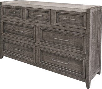 62 Gray Solid Wood Seven Drawer Triple Dresser