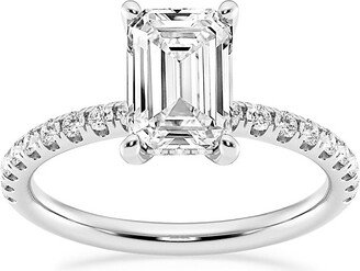 Saks Fifth Avenue Made in Italy Saks Fifth Avenue Women's Build Your Own Collection Platinum & Lab Grown Emerald Cut Diamond Hidden Halo Engagement Ring