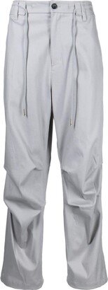 Ruched Drawstring Straight-Leg Trousers