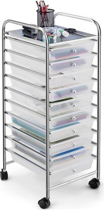 10 Drawer Rolling Storage Cart Scrapbook Paper Office School Organizer Clear