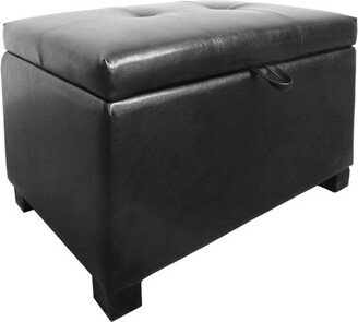 Antonio Storage Ottoman - Black Bonded Leather