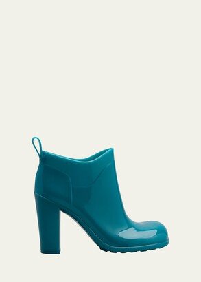 Rubber Block-Heel Ankle Booties