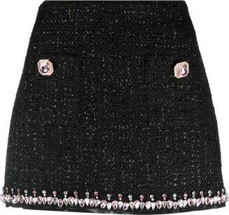 Crystal-Embellished Tweed Miniskirt