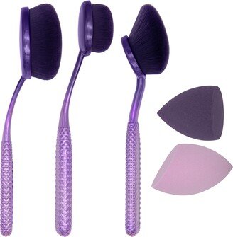 Purple 5-Piece Face Perfecting Makeup Brush Set