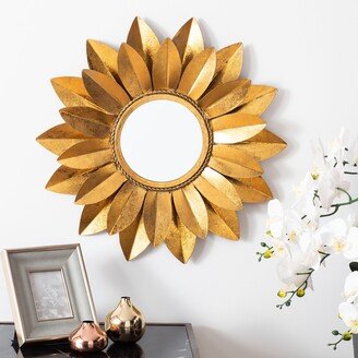 Larcen 22-inch Gold Flower Round Mirror - 22 W x 3 L x 22 H