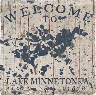Lake Minnetonka, Minnesota Welcome Map | Drink Coaster Set Of | 4 Absorbent Ridged Ceramic With Cork Backing