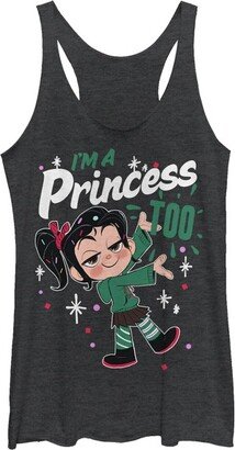 Woen's Ralph Breaks the Internet Princess Vanellope Racerback Tank Top - Black Heather - X Sall