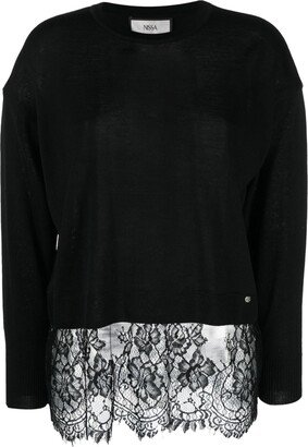 NISSA Lace-Embellished Crew-Neck Jumper