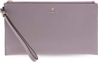 ‘Camelia’ Clutch With Logo - Purple