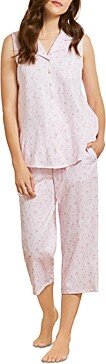 Sleeveless Notch Collar Capri Pajama Set