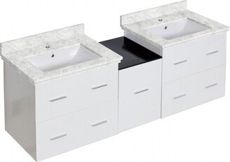 61.5-in. W Wall Mount White Vanity Set For 1 Hole Drilling Bianca Carara Top White UM Sink