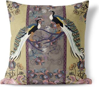 Amrita Sen Designs Amrita Sen Enchanted Peacock Indoor Outdoor Pillow