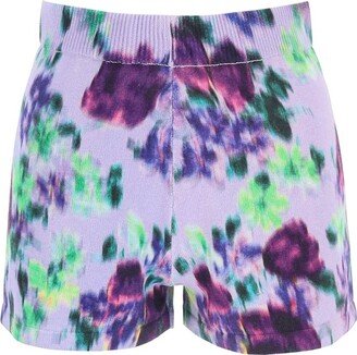 Floral Printed High-Waist Knit Shorts