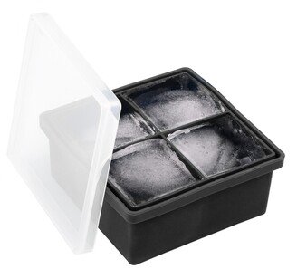 Thirstystone by Large 4-Cube Silicone Ice Mold with Clear Lid