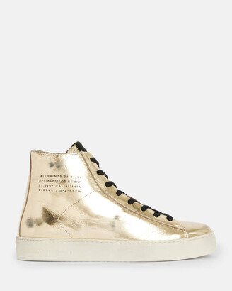 Tana Metallic Leather High Top Sneakers - Gold