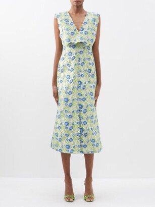 Floral-jacquard Recycled-fibre Blend Dress