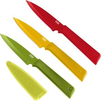 COLORI+ Straight & Serrated Paring Knife Set, Red, Yellow, Green