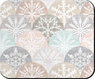 Mouse Pads: Winter Snowflake Scales - Neutral Mouse Pad, Rectangle Ornament, Beige