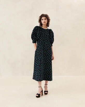 Maxwell Black Floral Corduroy Dress