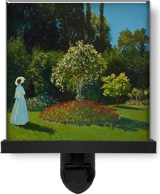 Claude Monet's Lady in The Garden Art Glass Photo Night Light, Decorative Lights