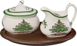 Christmas Tree Sugar and Creamer Set, 3 Pieces