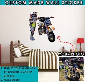 Motocross Gifts Dirt Bike Personalized Wall Sticker, Lovers, Gift For Mx Riders, Cool Bikers, Enthusiast