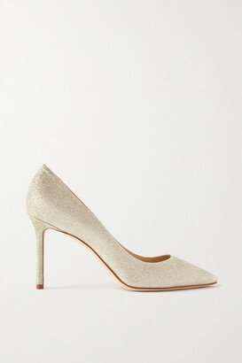 Romy Glittered Leather Pumps - Silver