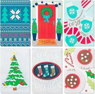 Sustainable Greetings Paper Junkie 48 Pack Christmas Greeting Cards with Envelopes, 6 Cozy Designs, 4 x 6