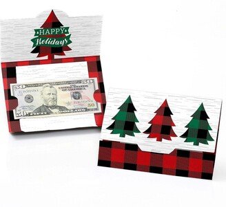 Big Dot Of Happiness Holiday Plaid Trees - Buffalo Plaid Christmas Money and Gift Card Holders - 8 Ct