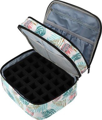 Unique Bargains Double-Layer Nylon Leaf Pattern Nail Polish Carrying Case 1pc