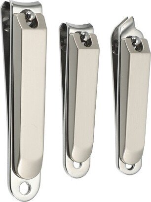 Unique Bargains Nail Clippers Nail Clipper Set for Nail Care Portable Stainless Steel Silver Tone Titanium Tone 3 Pcs