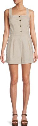 Saks Fifth Avenue Made in Italy Saks Fifth Avenue Women's Button Front Linen Blend Romper