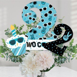 Big Dot Of Happiness Two Cool Boy Blue 2nd Birthday Party Centerpiece Sticks Table Toppers Set of 15