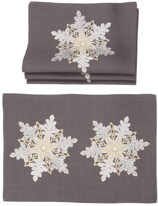 Sparkling Snowflakes Embroidered Double Layer Christmas Placemats - Set of 4