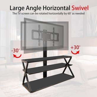 NO Leadzm 2/3-Tier Shelves 32-65 Corner Floor TV Stand with Swivel Bracket