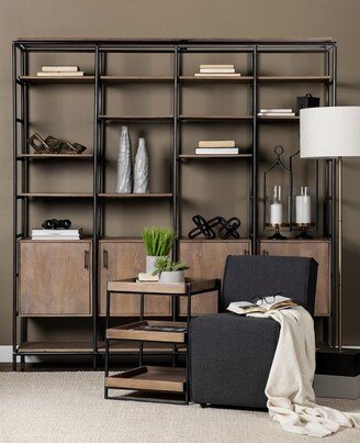 Darius Medium Brown Solid Wood w/Black Iron Frame Shelving Unit