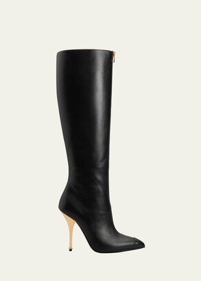 Leather Zip Knee Boots