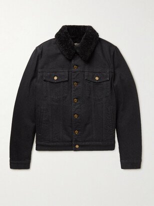 Slim-Fit Shearling-Lined Denim Jacket